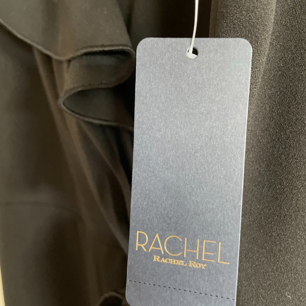 Rachel Roy Black One Shoulder Ruffle Wide Leg Crop  Reed Jumpsuit SZ XL NEW Tags - Picture 5 of 6